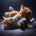Playful Orange Kittens Engaged in Fun Play Fight
