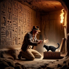 Indiana Jones Discovers Ancient Egyptian Secret: A Surprising Encounter with a Black Cat