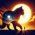 Serene Cat Silhouette by Day with Surreal Light Effects