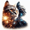 Stellar Serenity: Prize-Winning Double Exposure Cat Photography