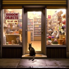 Curious Tabby Cat Enters 'Random Objects to Sit On' Store - A Humorous Pixar-Style Animation