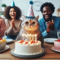 Funny Cat Party Joke: Hilarious Feline at a Birthday Bash