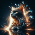 Stunning Double Exposure Cat with Light Effects - Prize Winning Photography