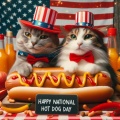 Whimsical Cats Celebrate National Hot Dog Day in Style