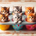 Adorable Six Kittens in a Muffin Tin