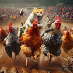 Feline Riders: Cats Compete in the Intense Mud Race 500