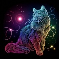Neon Cat Vision: Illuminated Line Art Feline