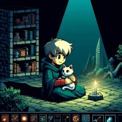 NETHACK Adventure: A Player and His Loyal Cat Companion