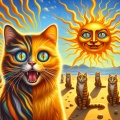 Dreamscape Felines: Surreal Cats Under a Dali Sun